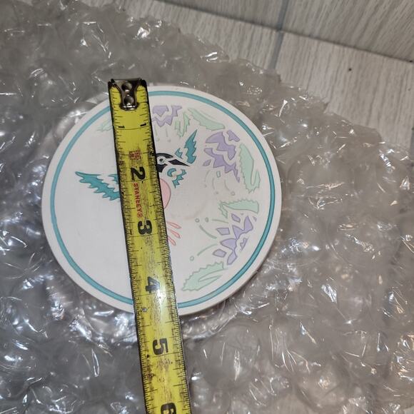 Vtg Southwestern Hummingbird Ceramic Coaster Set Of 4 NWOT Coastal Boho - Picture 7 of 11